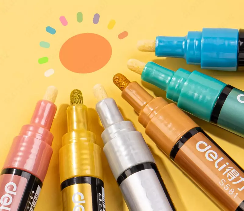   Упаковка акриловых маркеров Deli Paint  наконечн. 2 мм  6 шт. (Арт. - 581-S) Цветное ассорти