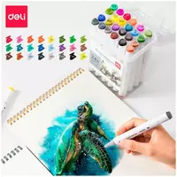   Набор скетч-маркеров Deli Artists  двусторонние  наконечн. 1-6 мм  24 шт.  пласт. бокс (Арт. - 70802-24) Цветное ассорти