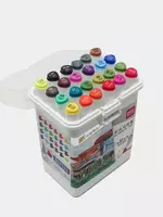 Набор скетч-маркеров Deli двусторонние  наконечн. 1-6 мм  24 шт.  пласт. бокс (Арт. - 70812-24) Цветное ассорти