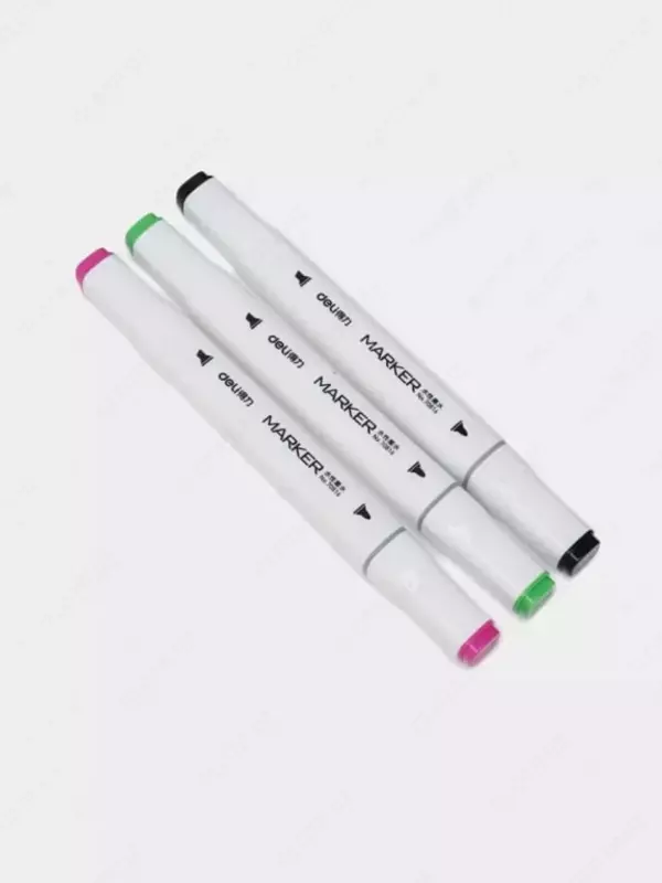   Набор скетч-маркеров Deli Artists  двусторонние  наконечн. 1-6 мм  24 шт.  пласт. бокс (Арт. - 70816-24) Цветное ассорти