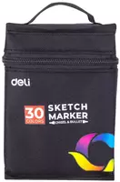  Набор скетч-маркеров Deli двусторонние  наконечн. 1-6 мм  30 шт.  текст. бокс (Арт. - 70806-30) Цветное ассорти Только в розницу
