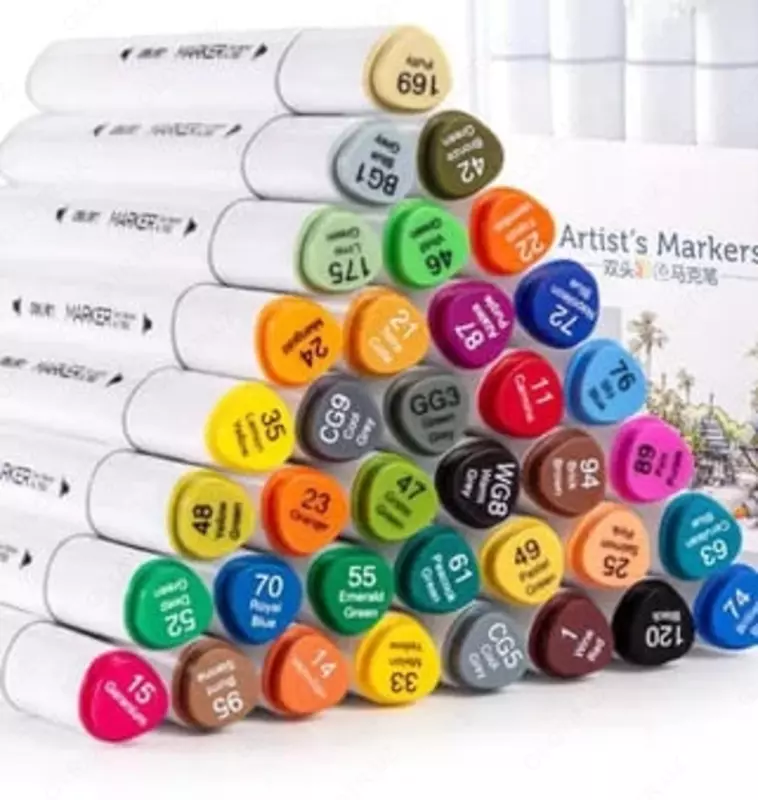 Набор скетч-маркеров Deli двусторонние  наконечн. 1-6 мм  36 шт.  пласт. бокс (Арт. - 70812-36) Цветное ассорти