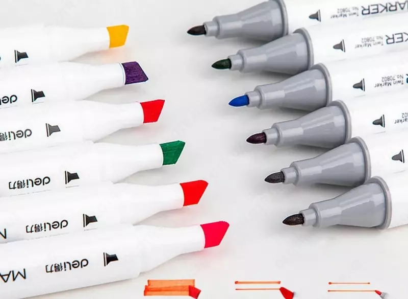  Набор скетч-маркеров Deli двусторонние  наконечн. 1-6 мм  36 шт.  пласт. бокс (Арт. - 70812-36) Цветное ассорти - 