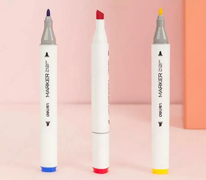  Набор скетч-маркеров Deli двусторонние  наконечн. 1-7 мм  40 шт.  текст. бокс (Арт. - 70807-40) Цветное ассорти - 