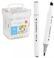 Набор скетч-маркеров Deli Artists  двусторонние  наконечн. 1-6 мм  48 шт.  пласт. бокс (Арт. - 70804-48) Цветное ассорти