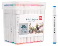 Набор скетч-маркеров Deli Artists  двусторонние  наконечн. 1-6 мм  48 шт.  пласт. бокс (Арт. - 70802-48) Цветное ассорти