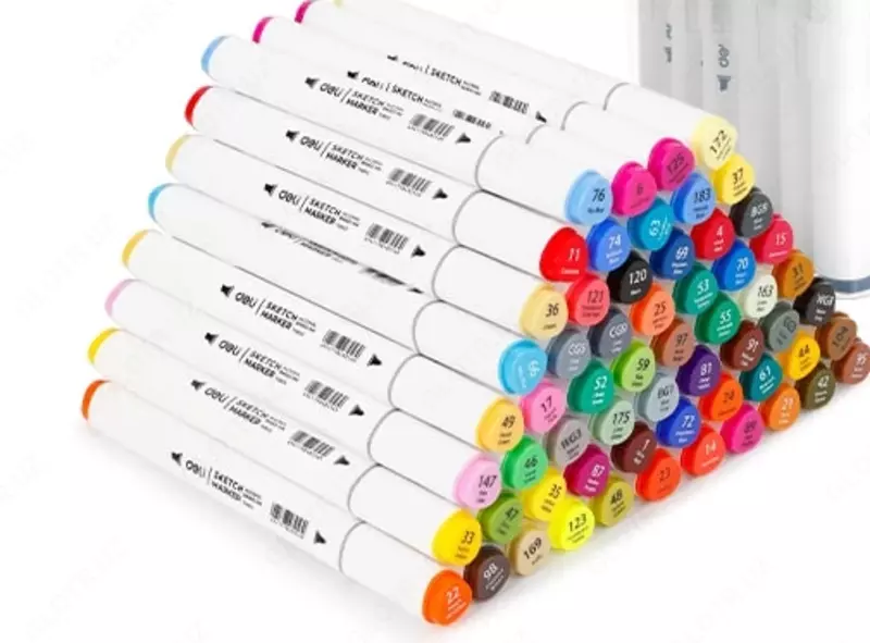  Набор скетч-маркеров Deli Color Emotion  двусторонние  наконечн. 1-7 мм  60 шт.  пласт. бокс (Арт. - 70803-60) Цветное ассорти - 