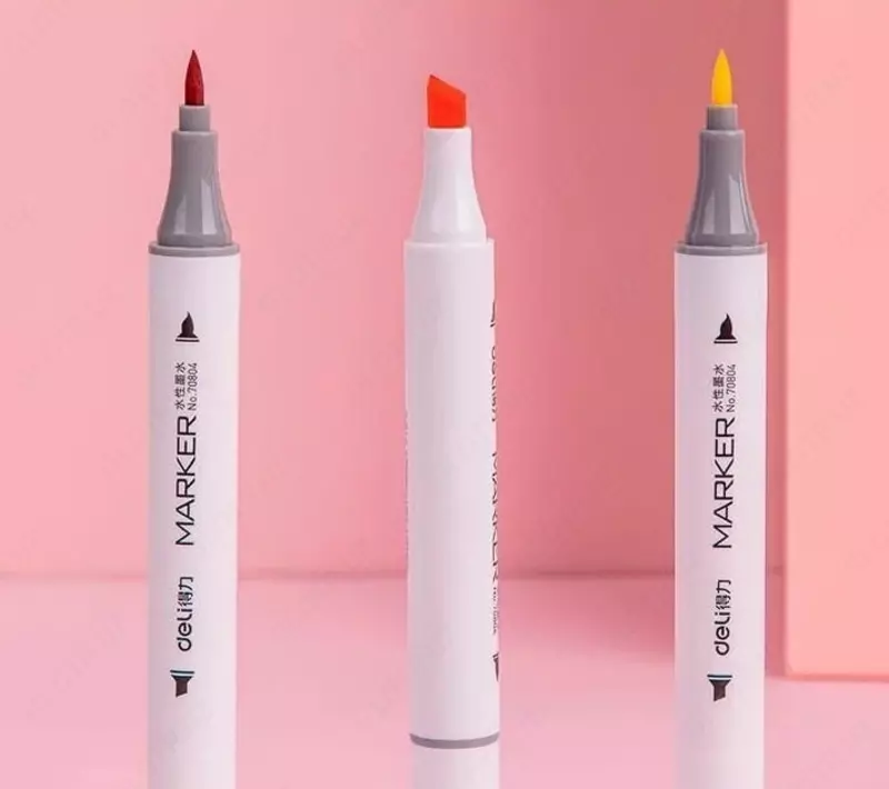   Набор скетч-маркеров Deli Artists  двусторонние  наконечн. 1-6 мм  60 шт.  пласт. бокс (Арт. - 70804-60) Цветное ассорти