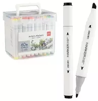 Набор скетч-маркеров Deli Artists  двусторонние  наконечн. 1-6 мм  60 шт.  пласт. бокс (Арт. - 70802-60) Цветное ассорти
