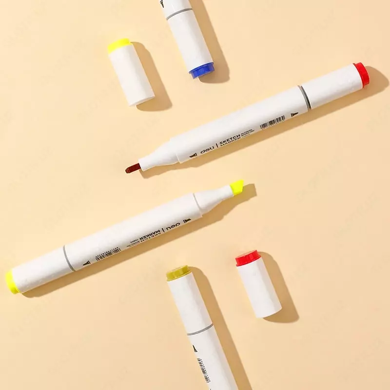   Набор скетч-маркеров Deli Color Emotion  двусторонние  наконечн. 1-7 мм  80 шт.  пласт. бокс (Арт. - 70803-80) Цветное ассорти