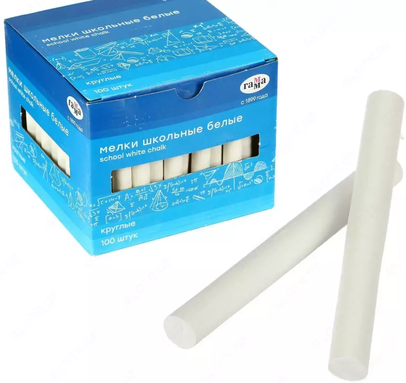 Упаковка белого круглого мела Гамма мягкие  100 шт.  карт. уп. (Арт. - 2308194)