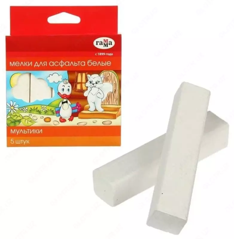Упаковка белого мела для асфальта Гамма Мультики  5 шт. карт. уп. (Арт. - 2304192)