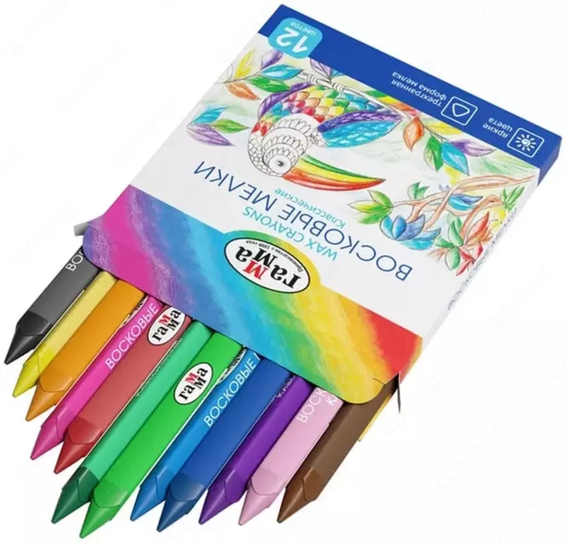  Восковые мелки (трехгранные) Гамма Классические  12 шт.  карт. уп. (Арт. - 2131018_01_33) Цветное ассорти - 