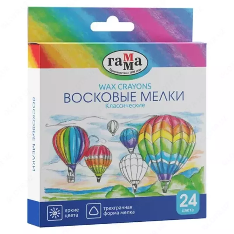 Mumli qalamlar (uchburchak) Gamma Classic 24 dona  kartalar. paket (Mat. - 2131018_01_35) Turli ranglar