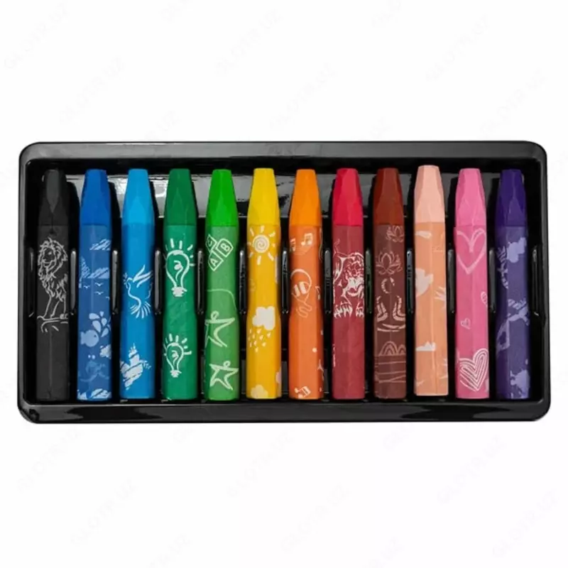  Масляные цветные мелки (шестигранные) Deli Color Emotion  12 шт. карт. уп. (Арт. - 20100-EC) - 