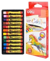 Масляные цветные мелки (круглые) Deli Color Run  12 шт. карт. уп. (Арт. - 20200-EC)