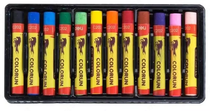  Масляные цветные мелки (круглые) Deli Color Run  12 шт. карт. уп. (Арт. - 20200-EC) - 