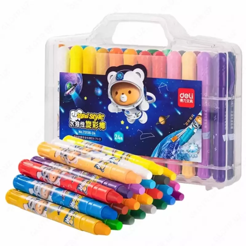 Yog qalamlari (dumaloq) Deli 36 dona  plastmassa. quti (Art. - 72136-36) Rangli pastel