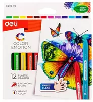   Пластиковые цветные мелки (трехгранные) Deli Color Emotion  12 шт. карт. уп. (Арт. - 20000-EC)