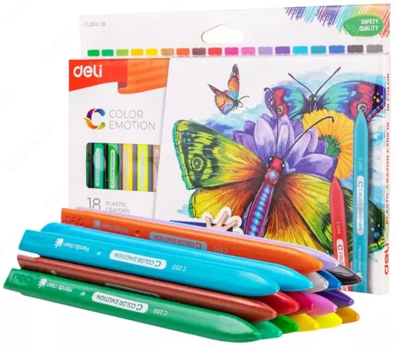 Пластиковые цветные мелки (трехгранные) Deli Color Emotion  18 шт. карт. уп. (Арт. - 20010-EC)