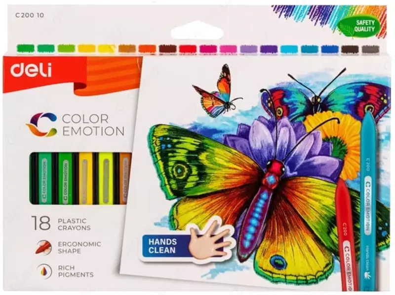   Пластиковые цветные мелки (трехгранные) Deli Color Emotion  18 шт. карт. уп. (Арт. - 20010-EC)