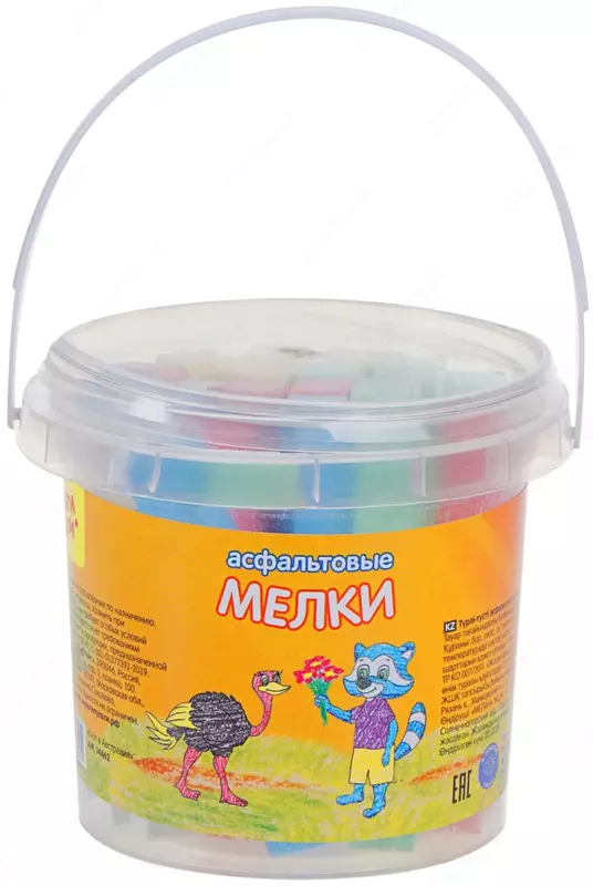 Мел для асфальта (квадратный) Мульти-Пульти Енот в Австралии  25 шт/5 цв. пласт. ведро (Арт. - АМ_14462) Цв. ассорти