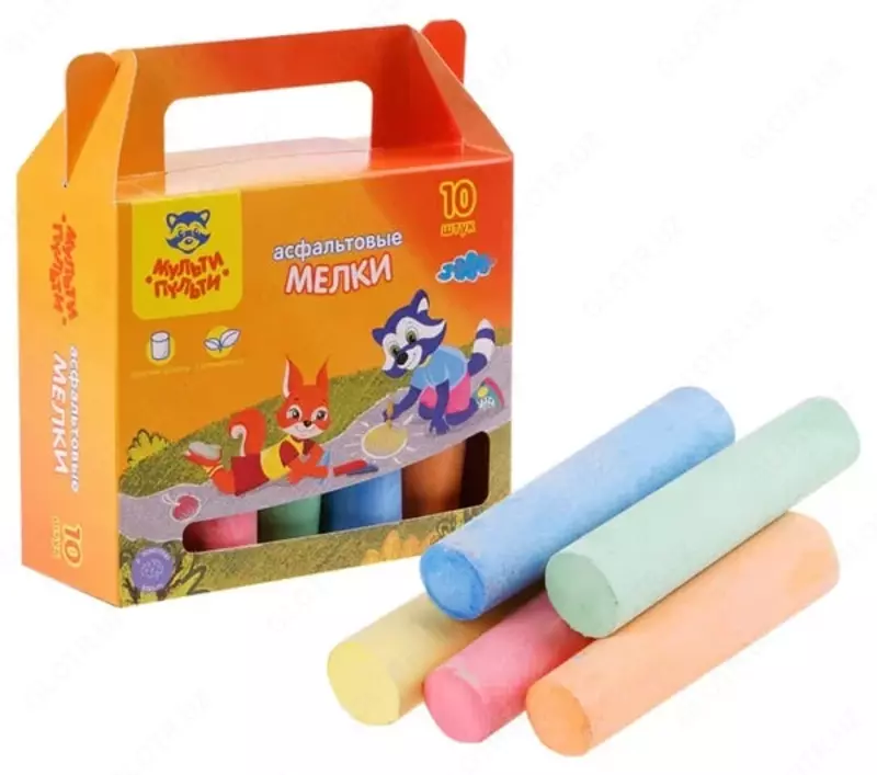 Мел для асфальта (круглый) Мульти-Пульти 10 шт/5 цв. карт. уп. (Арт. - АМ_31723) Цв. ассорти