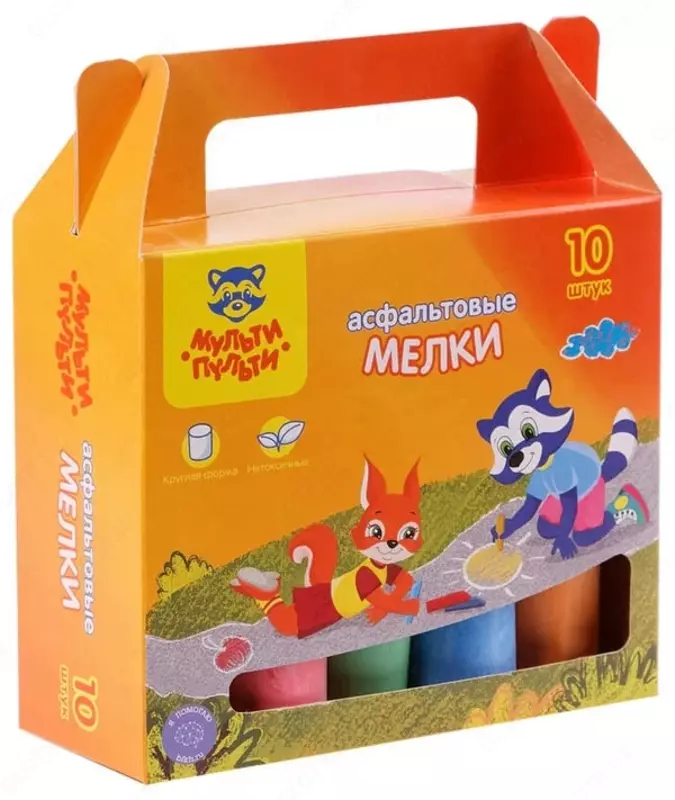   Мел для асфальта (круглый) Мульти-Пульти 10 шт/5 цв. карт. уп. (Арт. - АМ_31723) Цв. ассорти