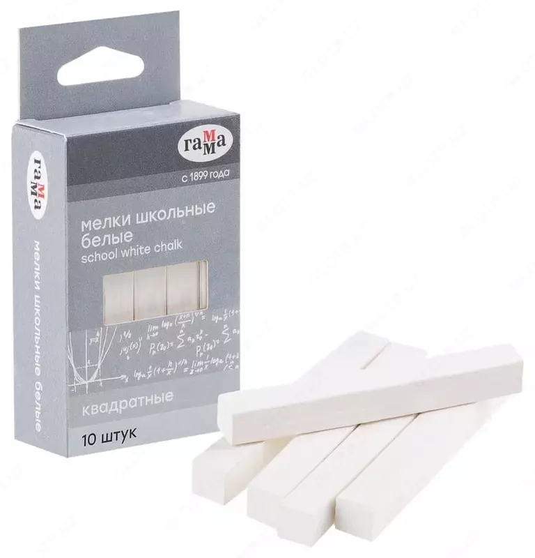 Упаковка белого квадратного мела Гамма мягкие  10 шт.  карт. уп. (Арт. - 2308192)