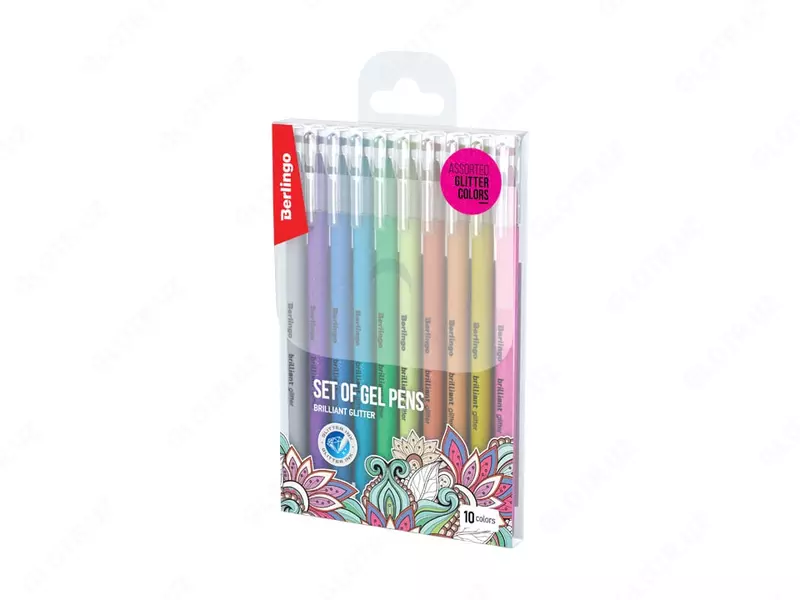 Набор гелевых ручек Berlingo Brilliant Glitter  10 цв./10 шт.  толщ. 1.0 мм  пласт. пенал (Арт. - CNg_50510) Цв. ассорти