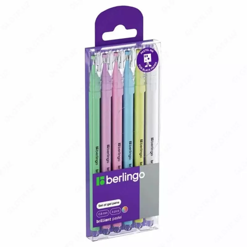 Набор гелевых ручек Berlingo Brilliant Pastel  6 цв./6 шт.  толщ. 0.8 мм  пласт. пенал (Арт. - CNg_60606) Цв. ассорти