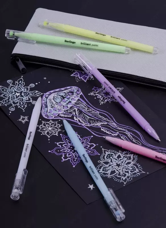   Набор гелевых ручек Berlingo Brilliant Pastel  6 цв./6 шт.  толщ. 0.8 мм  пласт. пенал (Арт. - CNg_60606) Цв. ассорти