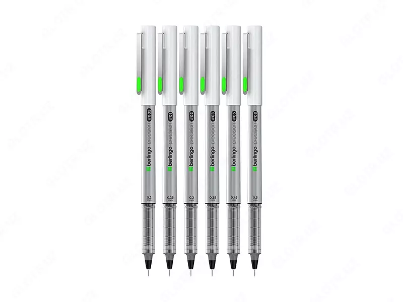  Kapillyar qalamlar toplami Berlingo Precision  6 dona  qalin. 0 2/0 5 mm  plastmassa qalam qutisi (Art. - CK_50260) Qora - 