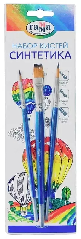 Sintetik chotkalar toplami Gamma Classic  № 3/5/10  yogoch dastasi  blister (Art. - 280618.11.27)