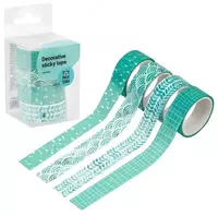 Клейкая лента декоративная MESHU Azure 1 5 см х 3 м  4 шт  пласт. уп. (Арт. - MS_36911) Ассортимент