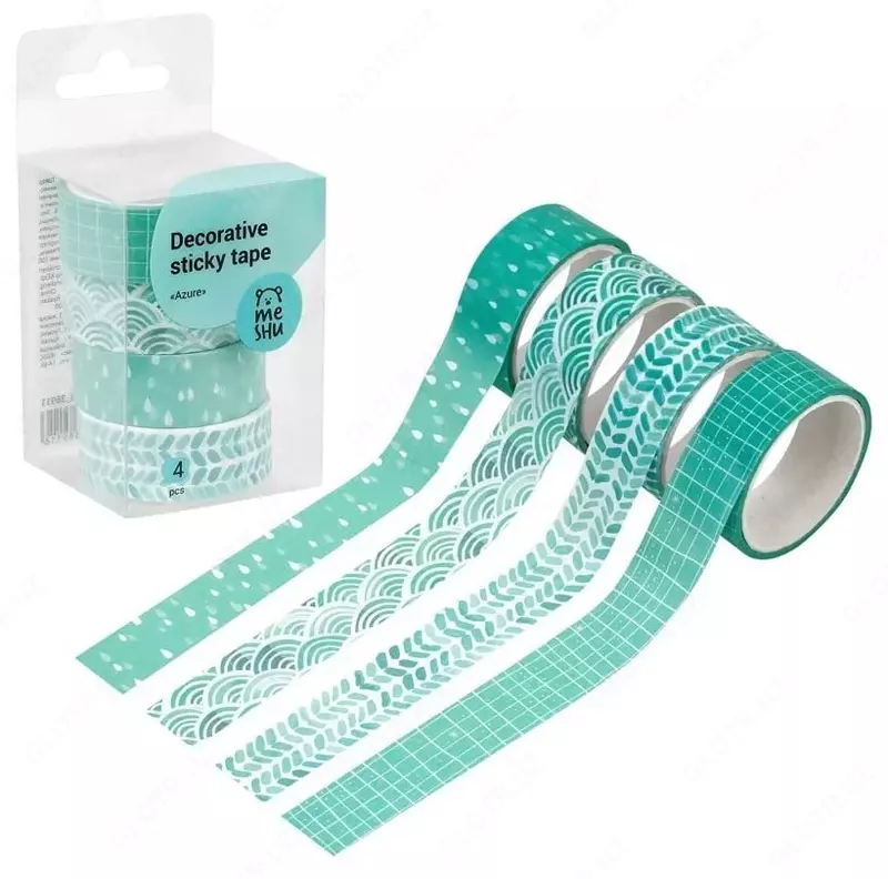 Клейкая лента декоративная MESHU Azure 1 5 см х 3 м  4 шт  пласт. уп. (Арт. - MS_36911) Ассортимент
