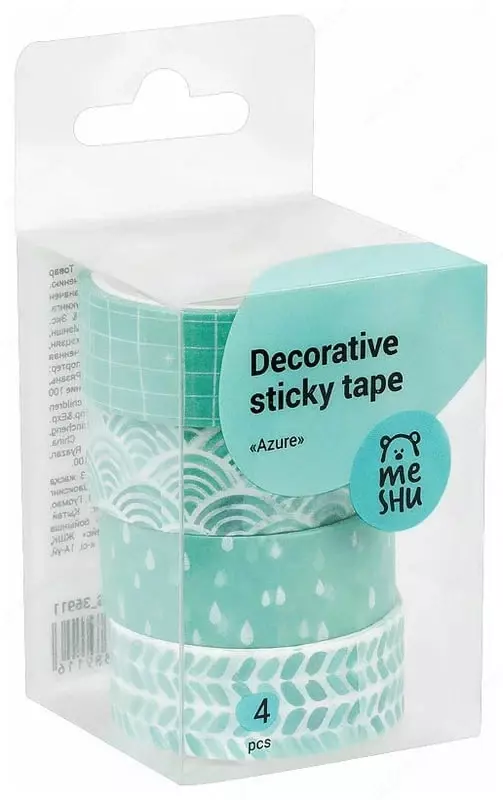   Клейкая лента декоративная MESHU Azure 1 5 см х 3 м  4 шт  пласт. уп. (Арт. - MS_36911) Ассортимент