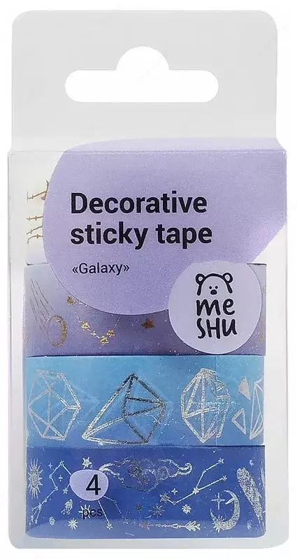   Клейкая лента декоративная MESHU Galaxy  1 5 см х 3 м  4 шт  пласт. уп. (Арт. - MS_36905) Ассортимент