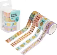 Клейкая лента декоративная MESHU Happy days  1 5 см х 3 м  4 шт  пласт. уп. (Арт. - MS_36923) Ассортимент