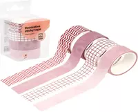 Клейкая лента декоративная MESHU Pink waves  1 5 см х 3 м  4 шт  пласт. уп. (Арт. - MS_36903) Ассортимент