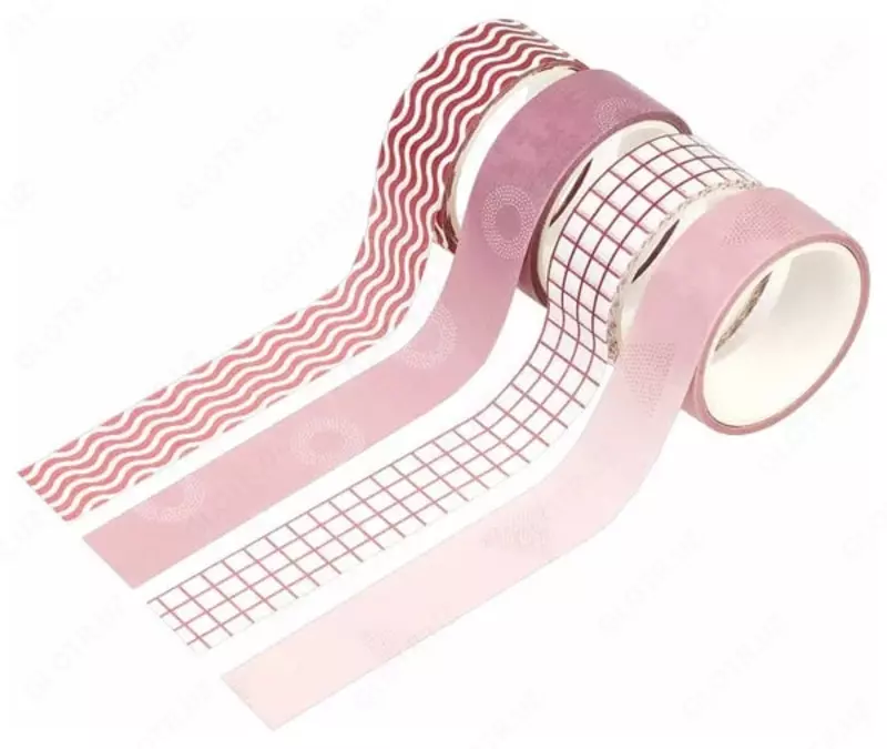  Клейкая лента декоративная MESHU Pink waves  1 5 см х 3 м  4 шт  пласт. уп. (Арт. - MS_36903) Ассортимент - 