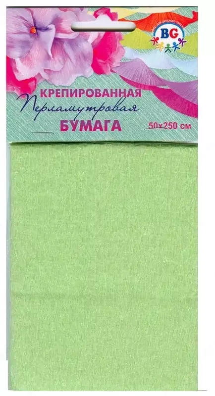  Перламутровая крепированная бумага BG  50 х 250 см  ПП. уп. (Арт. - ЦБКрП_En_1_1437) Цв. ассорти - 