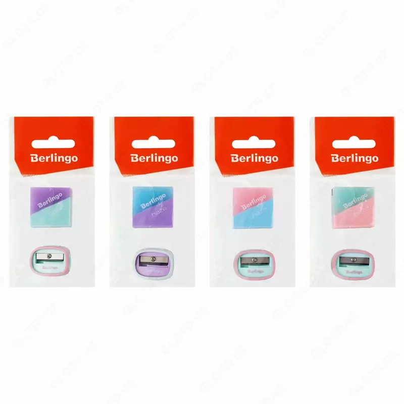 Корректирующий ластик и точилка Berlingo Haze  ПВХ. уп (Арт. - BLc_00490-BBp_15) Цветное ассорти