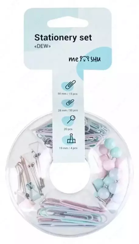 Набор мелко-офисных принадлежностей Meshu Dew  89 предм.  пласт. бокс (Арт.- MS_36944) Цв. пастель