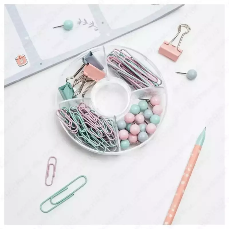   Набор мелко-офисных принадлежностей Meshu Dew  89 предм.  пласт. бокс (Арт.- MS_36944) Цв. пастель