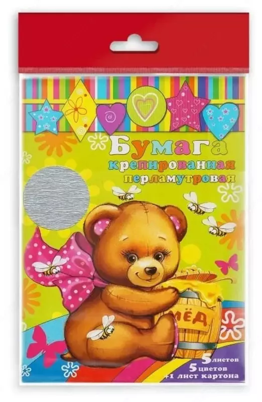 Pearlescent krep qogoz Feniks+  A4  5 l +1 l. karton  papka (Art. - 31378) Rang. turli xil