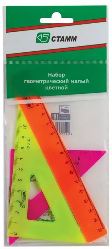 Комплект пластиковых линеек Стамм Neon  16 см  4 шт.  ПВХ уп. (Арт. - НГ02) Неоновое ассорти