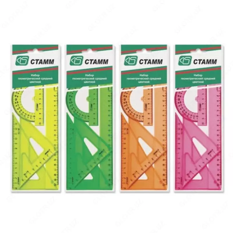 Комплект пластиковых линеек Стамм Neon Crystal  20 см  4 шт.  ПВХ уп. (Арт. - НГ14) Неоновое ассорти