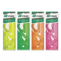 Комплект пластиковых линеек Стамм Neon Crystal  20 см  4 шт.  ПВХ уп. (Арт. - НГ14) Неоновое ассорти