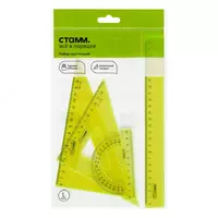 Комплект пластиковых линеек Стамм размер L  25 см  4 шт.  ПВХ уп. (Арт. - НЧ-30522) Неоновое ассорти